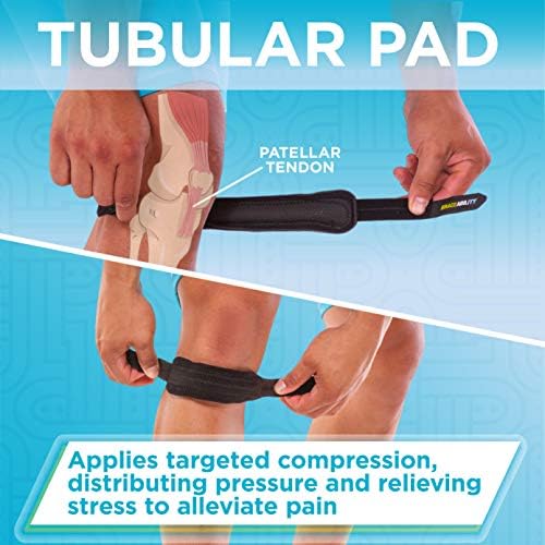 BraceAbility Patellar Tendon Support Strap - Knee Stabilizer Brace with Adjustable Band for Patella Tendonitis, Osgood Schlatter, Soccer, Basketball, Running, Jumper's Knee, Tennis, Volleyball (S)