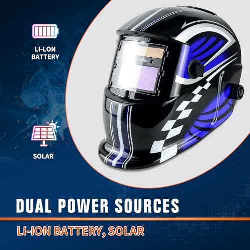 TRQWH Welding Hood Auto Darkening Welding Helmet with Light True Color 1/1/1/2 Top Optical Clarity Wide Shade 9-13 Welding Mask with Grinding Weld Helmet (TRQ-HD01)