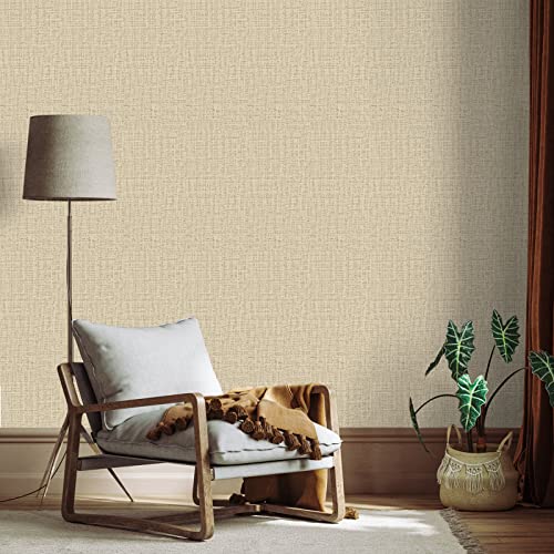 TANONE Khaki Contact Paper Peel and Stick 15.8 in X 118 in, Grasscloth Grasscloth Self Adhesive Removable Wallpaper, Fabric Linen Thickened Wall Paper Decorative for Wall Cabinets Drawers Kitchen