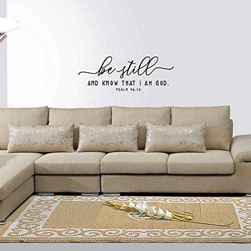 Be Still and Know That I AM GOD - Psalm 46:10 - Bible Verse Wall Decal Scripture Quotes D?cor Religious Inspirational Words Art Handwriting Stickers Carved Pure Black Vinyl Separated Letters