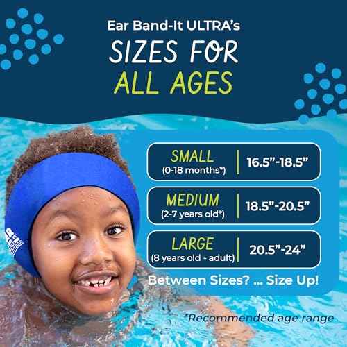 Earvolution Ear Band-It Ultra Premium Swimming Headband and Swimmers Ear Plugs Bundle - Invented by Ear, Nose, and Throat Physician - Made in USA - Custom Anti-Slip Grip Neoprene - Hot Pink - Large