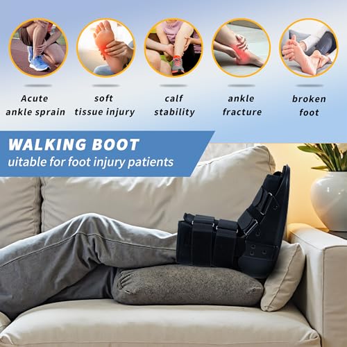 kefit Short Cam Walking Boot, Orthopedic Boot for Ankle Sprain, Foot Injury, Medium, Black