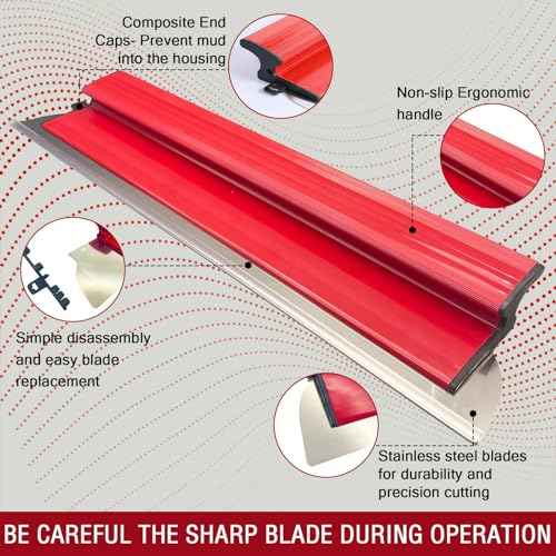 Drywall Skimming Blade 32 Inch, Smooth Finish, Precision 0.5mm European Stainless Steel Blade (Replaceable),Drywall Skimming Blade Tool for Drywall/Wallboard/Plasterboard