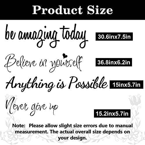Sinekong Large Inspirational Quote Wall Decals, Removable Positive Saying Lettering Stickers, Motivational Word Decal Peel and Stick for Classroom Home Living Room Bedroom Office DIY Art Decor