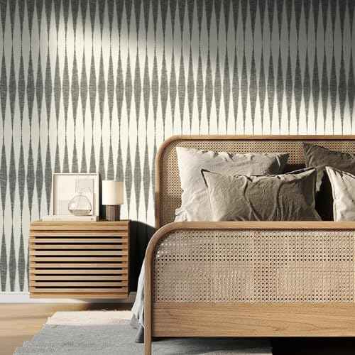 Wudnaye Striped Peel and Stick Wallpaper Geometric Contact Paper 17.7in x 118.1in Modern Removable Wallpaper Peel and Stick Striped Decorative Self Adhesive Wall Paper for Kitchen Waterproof Vinyl