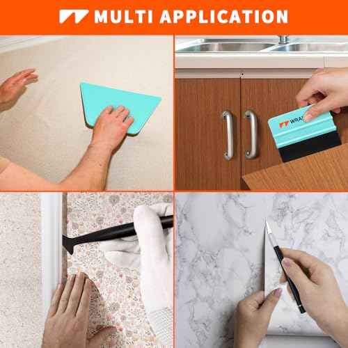 WRAPXPERT Wallpaper Tools, Wallpaper Smoothing Tools for Peel and Stick Wallpaper Hanging, Wallpaper Installation Kits for Bathroom Kitchen Contact Paper, Vinyl Backsplash Tile, Window Film Applying