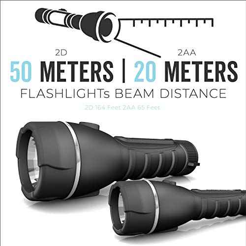 Rayovac LED Flashlight 3 Pack, Rubber Grip Flash Light Set with Batteries Included - Perfect for Power Outages, Emergency Situations, Camping, Hiking, Dog Walking (3 Pack)