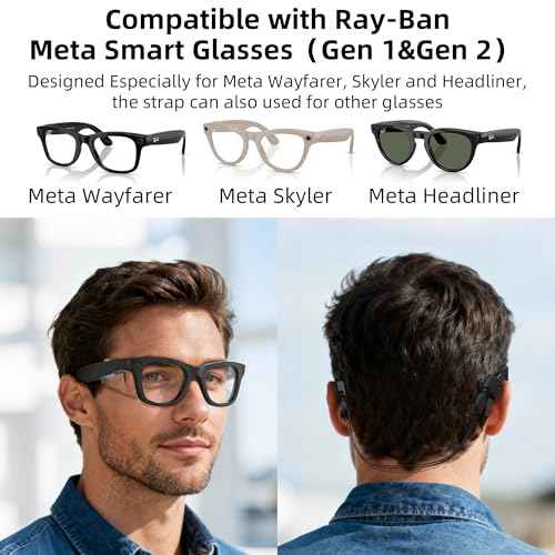 HiBloks Accessories for Ray-Ban Meta Glasses, Including 2 Clear Safty Side Shields and 1 Eyeglass No Tail Strap Adjustable Sunglasses Lanyard String Chain Anti-Slip Set for Wayfarer/Skyler/Headliner