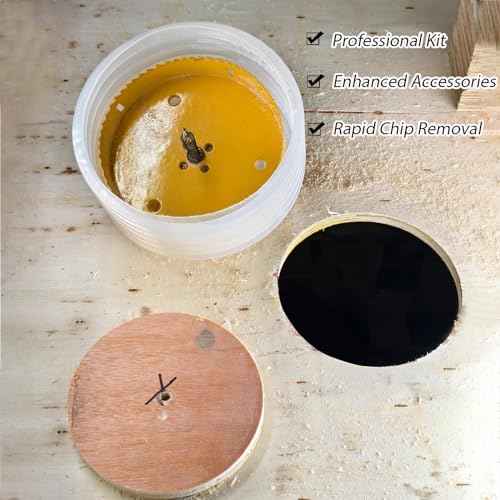 6.25" Hole Saw & 4.25" Hole Saw Dust Bowl Catcher for Recessed Lights, 6-1/4 & 4-1/4 Hole Cutter with 3/8" Hex & SDS Plus Abor for Led Lighting 6 Inch/4 Inch for Drywall Plasterboard