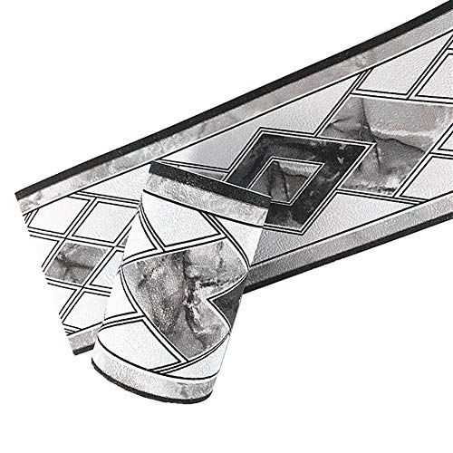 Simplemuji 3D Self Adhesive Black Diamond Waterproof Wallpaper Border Peel and Stick for Bathroom Kitchen Counter Top Tiles Sticker,4 Inch by 16.5 Feet