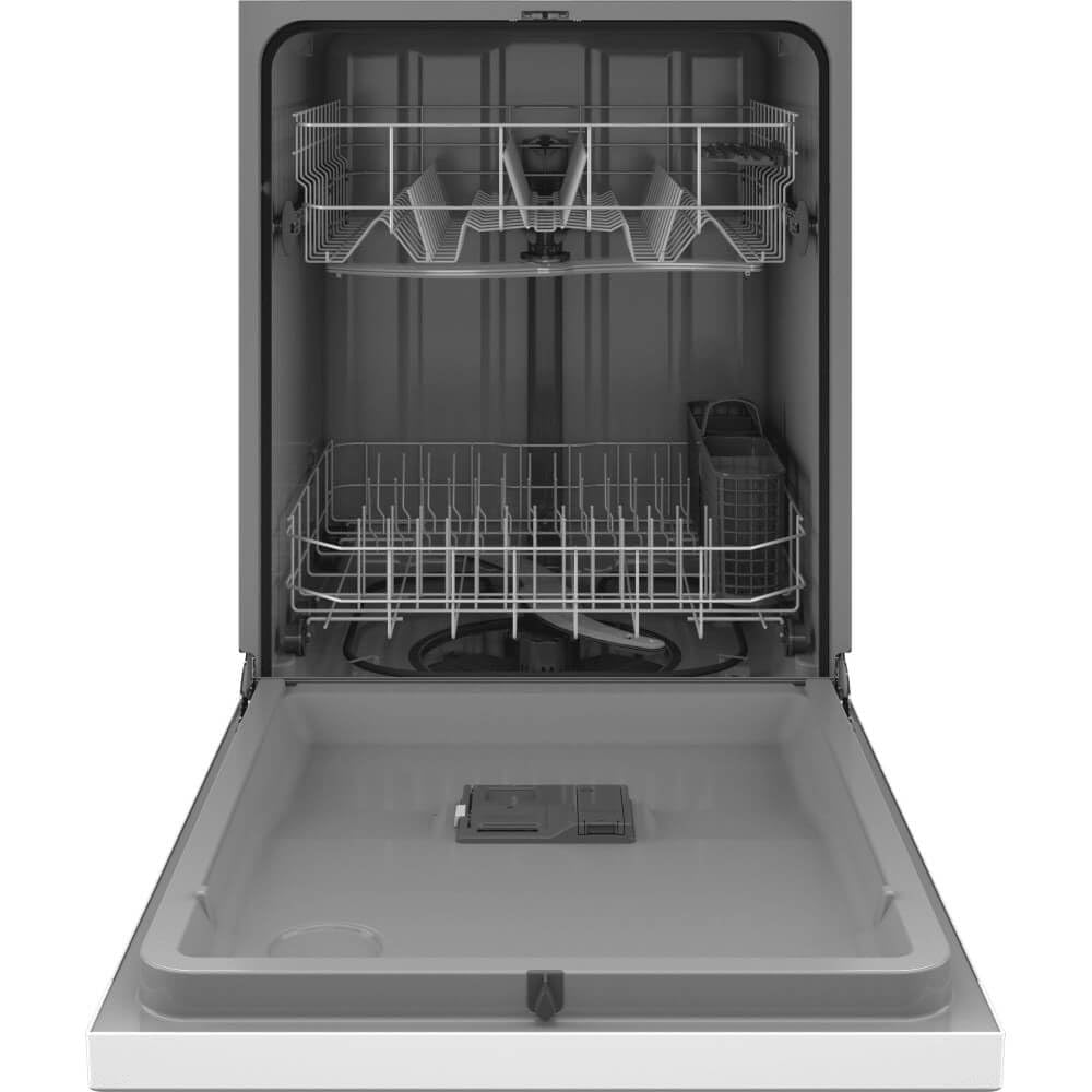 GE GDF535PGRWW 55 dBA White Front Control Dishwasher