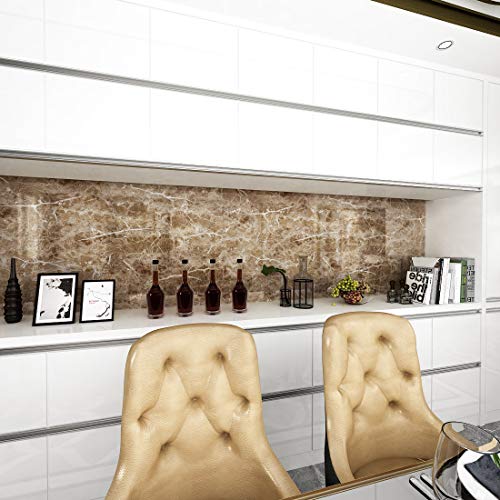 LaCheery 15.8x80 inch Brown Marble Contact Paper Marble Wallpaper Peel and Stick Countertops for Kitchen Bathroom Cabinets Cupboard Shelf Drawer Liner Furniture Waterproof Self Adhesive Vinyl Film