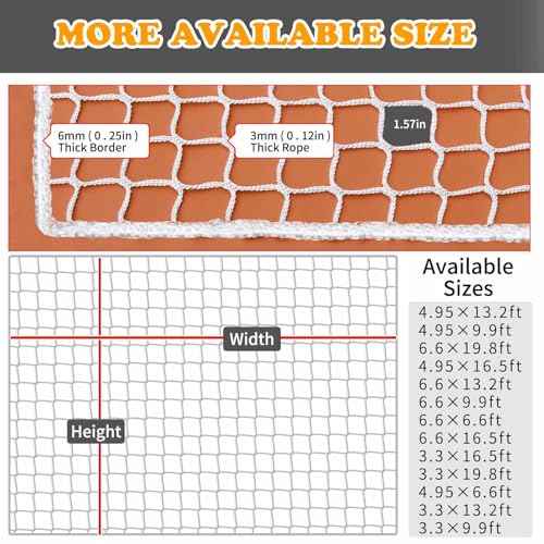Balcony Netting for Pets£¬Apartment£¬Stair£¬Trampoline£¬Playground£¬Child Safety Rope Net£¬Driveway Net for Kids Safety£¬Baseball Softball Net Sports Netting (3.3ft¡¿9.9ft, White)