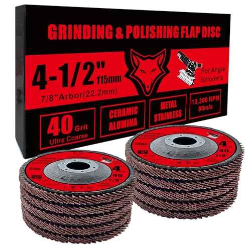FOXBC 4 1/2 inch Ceramic Flap Disc for Angle Grinder, 40 Grit, Type 29, Grinding and Polishing for Metal, 10 Pack