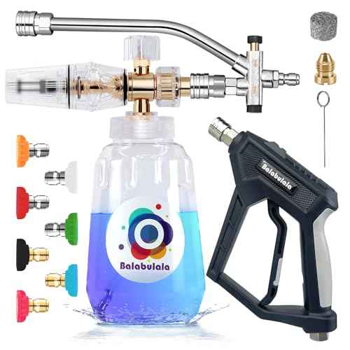 Foam Cannon with Dual Connector, Balabulala Dual Connector Foam Cannon with 5000PSI Pressure Washer Gun,7 Nozzles, 1/4" Quick Connect