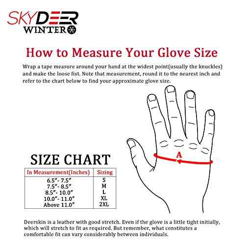 SKYDEER 3M Thinsulate Thermal Winter Work Gloves with Windproof Premium Genuine Deerskin Suede Leather (Unisex)