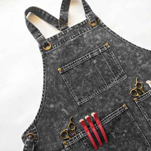 Denim Apron With Pockets For Women,Jean Apron For Hair Stylist,Plus Size Aprons,Denim Work Aprons