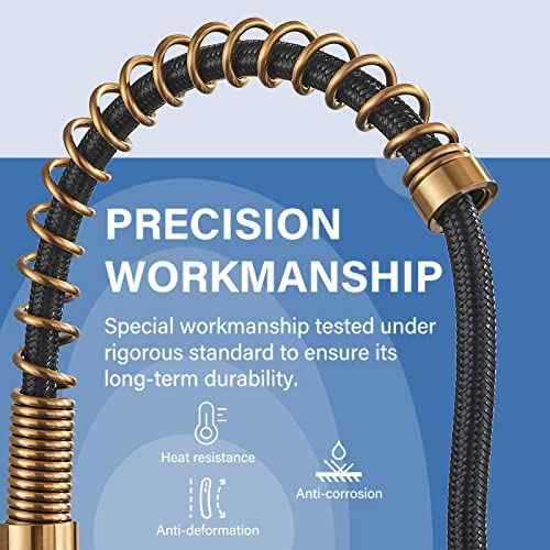Gold Kitchen Faucet,DanPiang Commercial Stainless Steel Single Handle Pull Down Kitchen Sink Faucet with Deck Plate,Brushed Gold