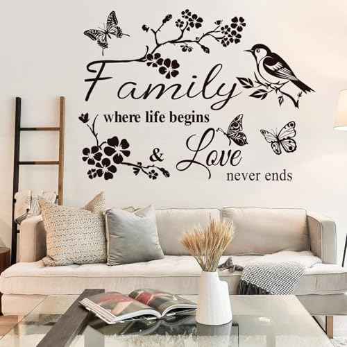 Wall Decor Sticker Family Letter Vinyl Wall Art Decal Removable Wall Stickers Quotes Family is Everything Decals Art Mural Home Decor for Living Room Dining Room Kitchen.£¨Black£©