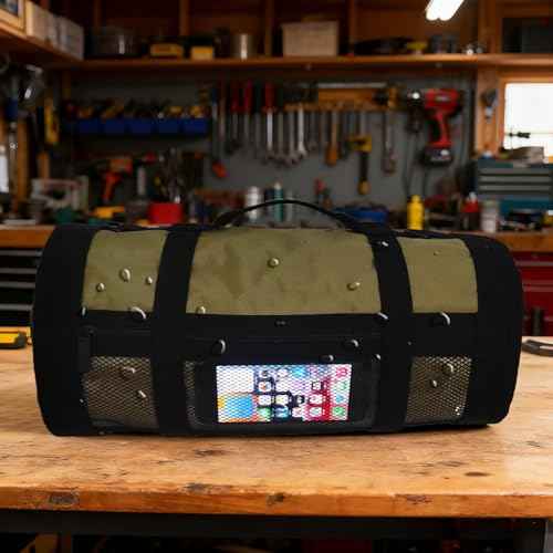 Roll Up Tool Bag,Portable Rollup Toolbag,Foldable Rollup organizer,Tool Organizer with 6 Detachable Pouches,Perfect for Engineers,Hobbyist,Men's gift and Engineer's gift (khaki)