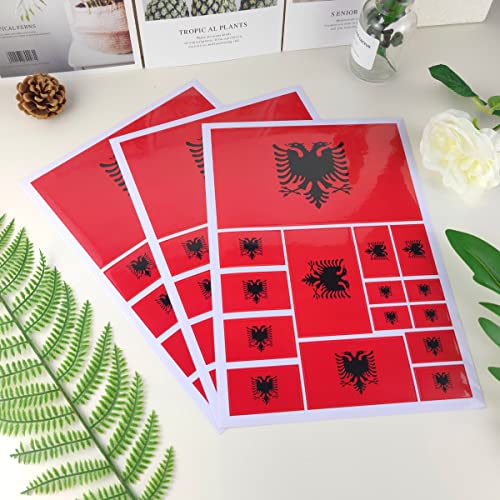 QQSD Albania Flag Sticker Albanian Decal in Multiple Sizes, 3 Pack, 11.7 x 8.3 Inches