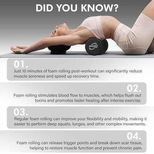 Invincible Fitness 17'' EPP Foam Roller for Deep Tissue Massage ? Enhance Recovery, Relieve Pain, and Boost Mobility for a Stronger, Healthier You (Black)