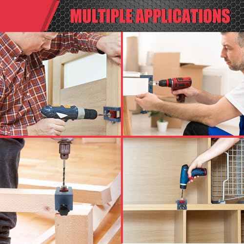 Self-Centering Doweling Jig Kit for Woodworking ? Adjustable Width Dowel Jig for Straight Holes with 3 Drill Guide Bushings & 3 Drill Bits (1/4'',3/8'',5/16'')£¬Woodworking Joints Tools