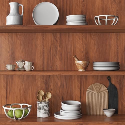 Abyssaly Wood Grain Contact Paper for Shelf, Brown Table Contact Paper Peel and Stick Wallpaper, Adhesivw Decorative Wood Vinyl Peel and Stick Wallpaper for Desk 17.71" X 118"