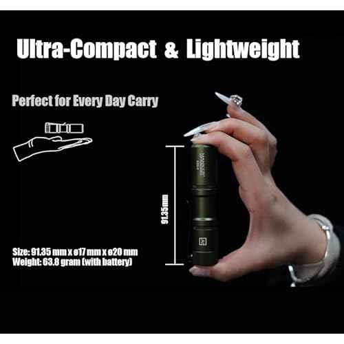 Manker E05 II High Output EDC Flashlight Eeay to Carry, for Camping, Hiking (Sand, 1300 Lumens 6500K Cool White)
