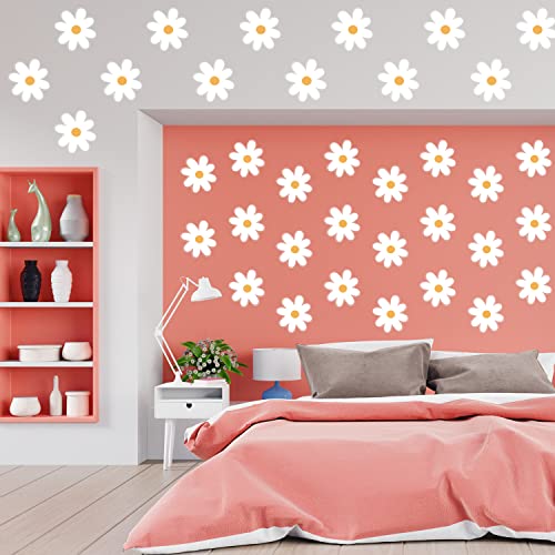 36pcs White Daisy Floral Wall Decals for Kids, Nursery, Classroom, Living Room