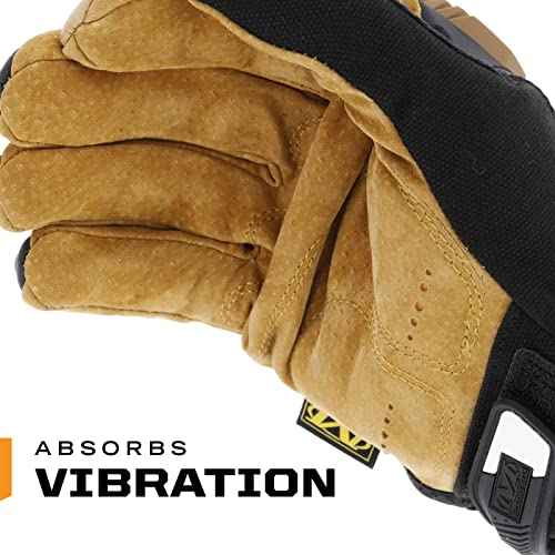 Mechanix Wear M-Pact Leather Gloves - Leather Impact-Resistant Work Gloves for Hand Support - Breathable Design - Shock Absorbing - Machine Washable - Brown/Black - Large