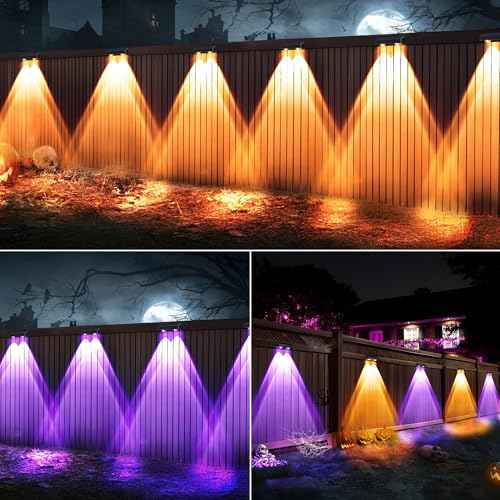 Brizled 12 Pack Solar Fence Lights, RGB + Warm White + Cool White Outdoor Solar Wall Lights, 11 Modes Color Changing Deck Light IP65 Waterproof Outdoor Lighting for Railing Wall Deck Fence Stair