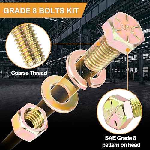 VIGRUE 636PCS Grade 8 Bolt Assortment Kit, 1/4-20, 5/16-18, 3/8-16, 1/2-13 Heavy Duty SAE Bolts and Nuts Washers Kit