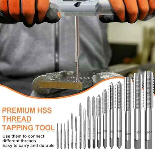 Metric Tap Set 19Pcs, Tap and Die Set, Hand Screw Thread Taps Set, Mini Metric Plug Tap Screw Tap Drill Tap Drill Set Tapping tool M1-M3.5 M4 M5 M6 M8 M10 M12 with 2 Adjustable Tap Wrench Tool