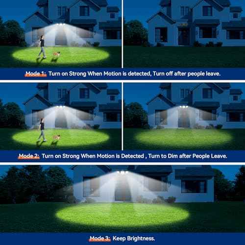 LED Security Lights Motion Sensor Outdoor Lights, 5000K Daylight, IP65 Waterproof, Dusk to Dawn, 3-Head Motion Detected Flood Light for Garage, Yard, Porch, 2Pack