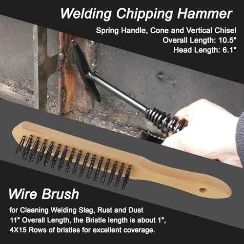 MIG Welding Tools,8sets,Chipping Hammer,Leather Welding Gloves 13.5",Soapstone Holder,50LB Welding Magnet,Welpers Pliers 8",MIG Nozzle Reamer,Wire Brush