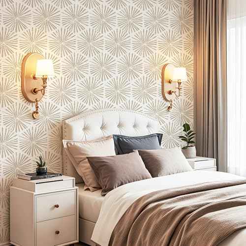 Safiyya 118"x17.3" Peel and Stick Wallpaper Boho Contact Paper Peel and Stick Wall Paper Modern Self Adhesive Removable Wallpaper Beige Geometric Wallpaper for Bedroom Covering Vinyl Rolls