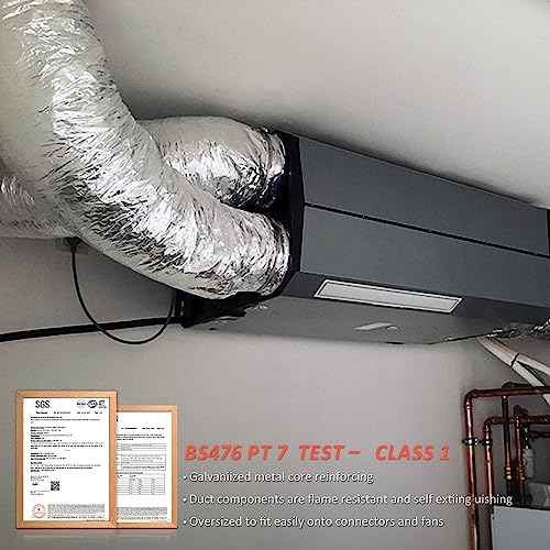 4 Inch Insulated Flexible Duct,HVAC Insulation Duct,25 Feet Insulated Duct,4 in Insulated Duct Hose, R6.0 Air Flexible Duct Aluminum Hose 4''25' Long,for HVAC Flex Ductowrk