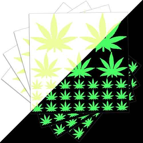 104 Pieces Pot Leaf Stickers Glow in The Dark Wall Stickers Luminous Adhesive Weed Leaf Decals for Home Decorations Birthday Wedding Party Supplies