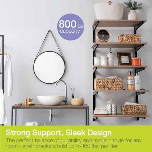 Minimalistic Black Shelf Brackets by Delta Cycle, Set of 10 Fully Adjustable 12-inch Heavy Duty Shelf Brackets, Holds Up to 480 lbs, Modern Shelf Bracket for Wood Shelves