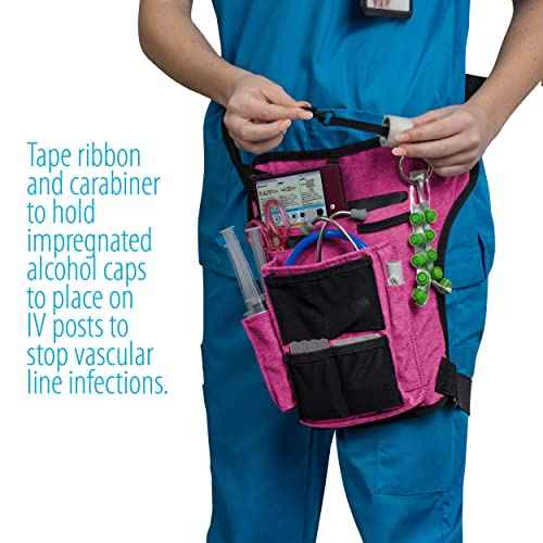 Nurse Fanny Pack w/Elastic Leg Band - Multi Compartment Waist Organizer Tool Bag for Students, Practitioners & Medical Professionals (Precision Pink)