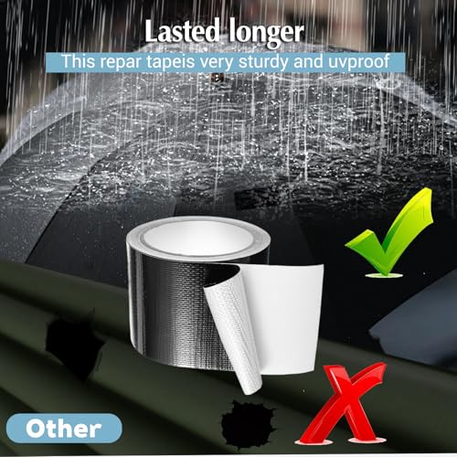 Duct Tape Heavy Duty Single Sided Strong Adhesive High Strength Waterproof Tape for Indoor and Outdoor Repairing Sealing Bonding Easy Use for RV Roof Underbelly Tarp Tent Cover Repair Black 25FT x 3"