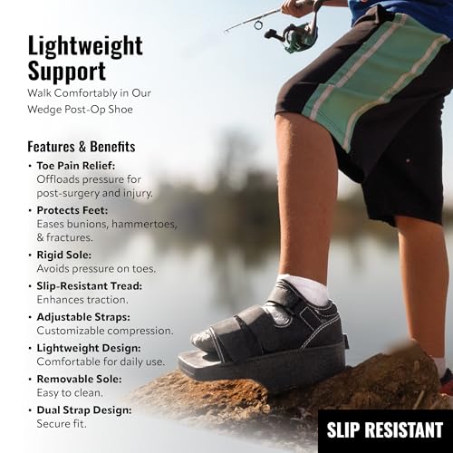 Wedge Post-Op Shoe, Medical Offloading Shoes for Toe Injuries, Surgical and Orthopedic Boot for Foot, Plantar Fasciitis, Bunion, Hammertoe, Broken Toe Support for Men and Women, Size S