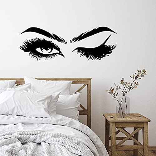 2 Pieces Eyes Wall Decal Big Eyes Wall Stickers Fashion Eyelash Sticker Women Beautiful Decals Decor for Living Room Bedroom (Classic Styles)