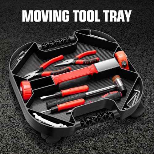 DNA MOTORING Tool Creeper Rolling Caddy Tray, Moving Tool Tray with 4 Swivel Casters for Automotive, Mechanics, DIY Enthusiasts, and garages, 30 lbs Load Capacity, TOOLS-00764