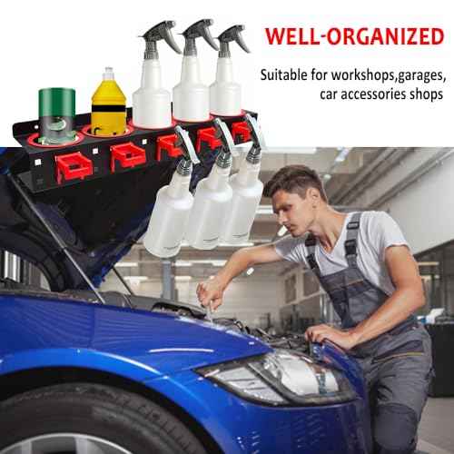 Wall Mounted Spray Bottle Holder, 2 Pack Spray Can Holder, Spray Bottle Storage Rack, Garage Bottle Organizer with Car Cleaning Brush Kit, Aerosol Can Organizer for Garage Car Beauty Accessory