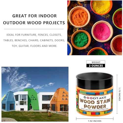GOODTAKE Green Wood Stain Powder, Wood Dye Stain Powder That Makes Vibrant Wood, Premium Fast Dry Dark Wood Stain Powder for Crafts, Multiple Finishes - for Indoor Outdoor Wooden (Green, 2 oz)