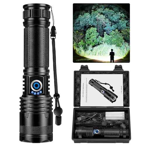 Flashlights High Lumens, 99,000 Lumens LED Flashlight Rechargeable, 5 Modes, Adjustable Beam & 12H Running Time, Powerful and Bright Flash Light for Home/Camping, IPX6 Waterproof