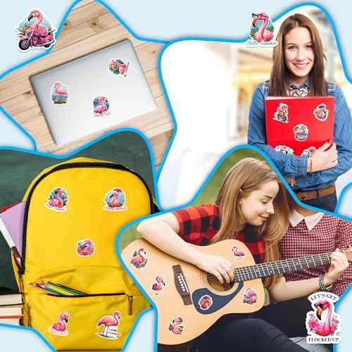 Flamingo Stickers 50 Pieces Vinyl Waterproof Decal for Laptop Water Bottle Phone Car Window Bike Motorcycle Stakeboard Scrapbook Flamingos Sticker Gifts for Kid Teen Adult