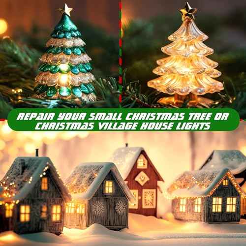 Honoson 6 Pack Small Christmas Tree Wiring Kit with LED Bulb, Ceramic Christmas Tree Replacement Lights, E12 Candelabra Base, Lamp Wiring Kit Nice for Desk Lamp Lighting and DIY Projects